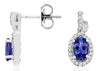 1.17CT DIAMOND & AAA TANZANITE 14KT WHITE GOLD 3D OVAL & ROUND HANGING EARRINGS