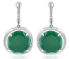 ESTATE 15.08CT DIAMOND & AAA GREEN AGATE 14KT WHITE GOLD ROUND HANGING EARRINGS