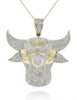ESTATE EXTRA LARGE 2.05CT DIAMOND 14KT YELLOW GOLD 3D CLASSIC BULL PENDANT