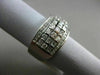 ESTATE WIDE 1.55CT ROUND BAGUETTE DIAMOND 14KT WHITE GOLD MULTI ROW WEDDING RING