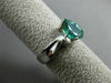ESTATE WIDE 1.40CT ROUND DIAMOND & AAA EMERALD 14K WHITE GOLD 3D ENGAGEMENT RING