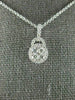 ESTATE .35CT DIAMOND 18KT WHITE GOLD 3D ROUND CLUSTER HALO FLOATING PENDANT