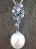 .80CT DIAMOND & SAPPHIRE & AAA SOUTH SEA PEARL 18KT WHITE GOLD TEAR DROP PENDANT