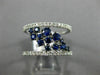 ESTATE WIDE .98CT DIAMOND & AAA SAPPHIRE 14K WHITE GOLD CLUSTER ANNIVERSARY RING
