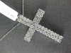 ESTATE LARGE 2.0CT DIAMOND 14KT WHITE GOLD 3D CLASSIC TWO ROW CROSS PENDANT