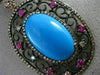 ESTATE MASSIVE 13.37CT FANCY YELLOW DIAMOND RUBY TURQUOISE 14K GOLD OVAL PENDANT