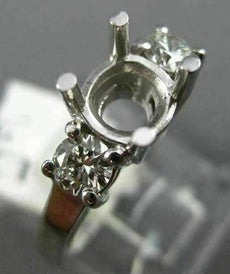 ESTATE .50CT DIAMOND 14KT WHITE GOLD 3 STONE SEMI MOUNT ENGAGEMENT RING #342