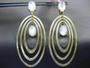 ESTATE LARGE AAA MOON STONE 14KT YELLOW GOLD MULTI OVAL CLIP ON HANGING EARRINGS