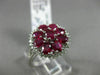 ESTATE LARGE 1.80CT DIAMOND & AAA RUBY 18KT WHITE GOLD 3D HALO FLOWER LOVE RING