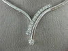 ESTATE 1.0CT DIAMOND 14K WHITE GOLD PAVE V SHAPE SOLITAIRE JOURNEY NECKLACE #870