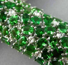 ESTATE MASSIVE 40.02CT DIAMOND & TSAVORITE 18K WHITE GOLD 3D GRADUATING BRACELET