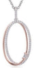ESTATE .2CT DIAMOND 14K WHITE & ROSE GOLD DOUBLE OVAL LOVE KNOT FLOATING PENDANT