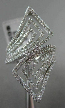 ESTATE 1.26CT DIAMOND 14KT WHITE GOLD 3D MULTI ROW RECTANGULAR FILIGREE FUN RING