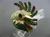 LARGE 2.03CT WHITE & BLACK DIAMOND & RUBY & TSAVORITE 18KT YELLOW GOLD BIRD RING