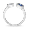 1.06CT DIAMOND & AAA SAPPHIRE 14KT WHITE GOLD OVAL SOLITAIRE HALO TENSION RING