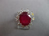 LARGE 7.76CT DIAMOND & AAA RUBY 14K WHITE GOLD OVAL FLOWER ENGAGEMENT RING 27466