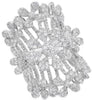 EXTRA LARGE 3.34CT DIAMOND 18KT WHITE GOLD MULTI FLOWER FILIGREE COCKTAIL RING