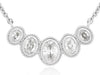 .70CT DIAMOND 14K WHITE GOLD OVAL CLASSIC 5 STONE BEZEL GRADUATING LOVE NECKLACE