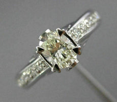 ESTATE .76CT ROUND & OVAL DIAMOND 18KT WHITE GOLD CLASSIC ENGAGEMENT RING #25941