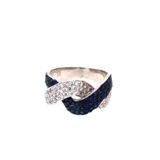1.8CT DIAMOND & AAA SAPPHIRE 18KT WHITE GOLD 3D 3 ROW CRISS CROSS INFINITY RING