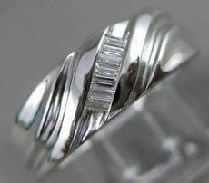 ESTATE WIDE 0.17CT DIAMOND 14KT WHITE GOLD BAGUETTE DIAGONAL MENS RING #21678