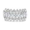LARGE 2CT DIAMOND 14K WHITE GOLD MARQUISE & ROUND 3 ROW WEDDING ANNIVERSARY RING