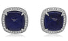 LARGE 40.06CT DIAMOND & AAA TANZANITE 18KT WHITE GOLD 3D SQUARE CUSHION EARRINGS