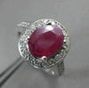 ANTIQUE 2.3CT DIAMOND & RUBY 14KT WHITE GOLD HALO DESIGN ENGAGEMENT RING #19115