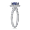 2.17CT DIAMOND & AAA SAPPHIRE 14K WHITE GOLD OVAL & ROUND FLOWER ENGAGEMENT RING