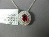 ESTATE .68CT DIAMOND & AAA RUBY 18KT WHITE GOLD OVAL DOUBLE HALO CLASSIC PENDANT