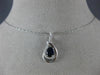 ESTATE .78CT DIAMOND & AAA SAPPHIRE 14K WHITE GOLD 3D OVAL INFINITY LOVE PENDANT