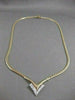 ESTATE DIAMOND 14KT WHITE & YELLOW GOLD OPEN V SHAPE ARROW NECKLACE 16.5" #20744