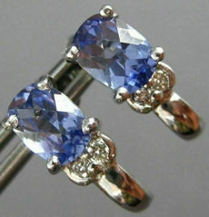 ESTATE 2.56CT DIAMOND & AAA TANZANITE 14KT WHITE GOLD 3D HANGING EARRINGS #20007