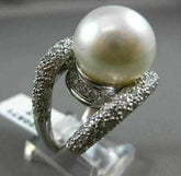 ESTATE EXTRA LARGE 3CT DIAMOND & AAA SOUTH SEA PEARL 18K WHITE GOLD RING 20571