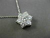 ESTATE LARGE 1.50CT DIAMOND 14K WHITE GOLD 3D FLOWER STAR FLOATING PENDANT CHAIN