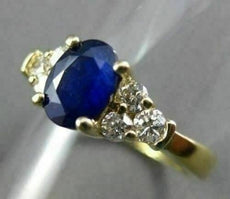 ESTATE WIDE 1.36CT DIAMOND & AAA SAPPHIRE 14KT YELLOW GOLD ENGAGEMENT RING #2450