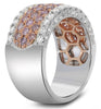 LARGE 1.16CT WHITE PINK DIAMOND 18K WHITE & ROSE GOLD MULTI ROW ANNIVERSARY RING