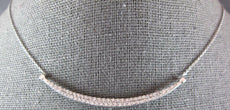 .82CT DIAMOND 14KT WHITE GOLD 3D 2 ROW GRADUATING HAPPY FACE BAR LOVE NECKLACE