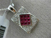 ESTATE 2.2CT DIAMOND & AAA RUBY 18K WHITE GOLD RECTANGULAR FILIGREE LOVE PENDANT