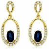 ESTATE .80CT DIAMOND & AAA SAPPHIRE 14K YELLOW GOLD OVAL ETOILE HANGING EARRINGS