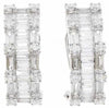 LARGE 3.5CT DIAMOND 18KT WHITE GOLD 3D ROUND & BAGUETTE CLIP ON HANGING EARRINGS