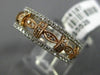 ESTATE WIDE .81CT DIAMOND 14K WHITE & ROSE GOLD ETERNITY WEDDING ANNIVERSAY RING