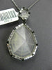 ESTATE LARGE .57CT WHITE & BLACK DIAMOND 14KT WHITE GOLD TEAR DROP HALO PENDANT
