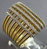 EXTRA LARGE 1.05CT DIAMOND 14KT 2 TONE GOLD MULTI ROW MULTI BAR CRISS CROSS RING