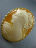 ESTATE LARGE 14KT YELLOW GOLD CLASSIC OLD MINE LADY CAMEO PENDANT BROOCH #20164