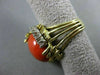 ANTIQUE LARGE .20CT DIAMOND & AAA CORAL 14K 2 TONE GOLD ROUND FLOWER RING #21861