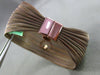 ESTATE .11CT DIAMOND 18K ROSE GOLD 3D HEART MESH STAINLESS STEEL BANGLE BRACELET