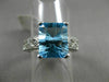 ESTATE 4.03CT DIAMOND & BLUE TOPAZ 14K WHITE GOLD 3D EMERALD CUT ENGAGEMENT RING