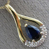ESTATE .61CT DIAMOND & AAA SAPPHIRE 14K YELLOW GOLD 3D CLASSIC TEAR DROP PENDANT