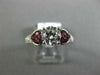 ESTATE 1.46CT DIAMOND & AAA RUBY 14KT WHITE GOLD 3D HEART SHAPE ENGAGEMENT RING